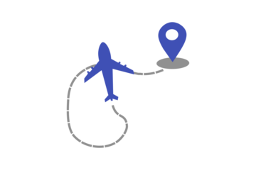 Airplane Travel Route Airplane flight path with destination markers indicating travel route and final locations for a business trip or vacation Airplane routes Airplane line path planning travel 