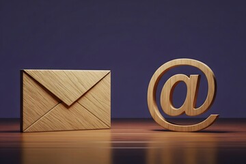 Email symbol at commercial and envelope. Internet and global communication technologies. Digitalization of economy and processes. Business representations on the Internet and social media.