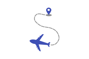 Airplane Travel Route Airplane flight path with destination markers indicating travel route and final locations for a business trip or vacation Airplane routes Airplane line path planning travel 