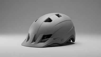 Fototapeta premium Sleek gray bicycle helmet prototype showcasing an innovative concept for cyclist safety and head protection