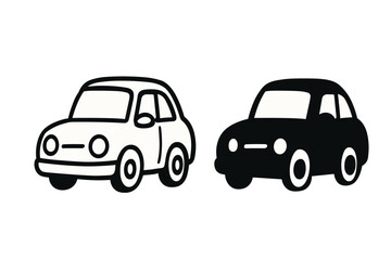 Minimalist black and white car illustrations with simple design