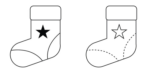 Christmas stocking line icon collection, holiday and christmas sock icon set, vector graphics, editable stroke sign, eps 10