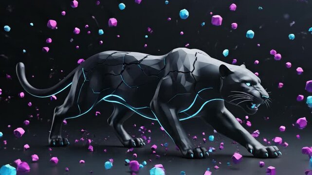 Animals Deconstructing Into Geometric Shapes Reassembling Animation