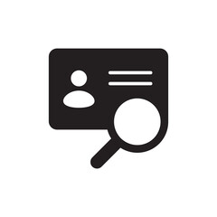 Solid search id card and profile discovery icon