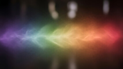 Vibrant rainbow light streaks across dark background