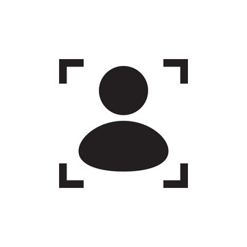 Solid biometric face scan and recognition icon