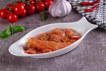 Salted herring roe for snack