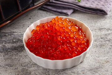 Luxury salmon red caviar roe