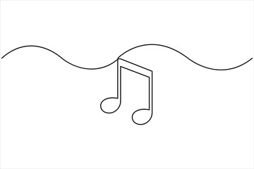 Obraz premium Music note continuous one line art drawing of vector style, line art musical symbol illustration