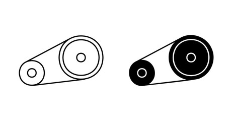 Pulley and Drive Belt Icon for Mechanical Power Transmission System