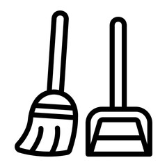 vroom and dustpan Line Icon