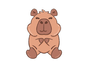Illustration of Cute Capybara Sitting