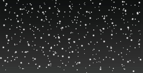 Falling snow texture overlay on black background, white snowflakes pattern for winter holiday design, abstract blizzard and frost effect for christmas greeting card or night sky star wallpaper