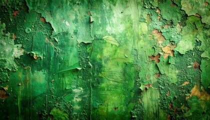 Fototapeta premium Peeling Green Paint on Weathered Surface Revealing Textured Layers for Restoration, Art, or Material Study