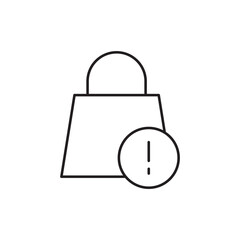 Warning alert shopping bag with exclamation mark icon