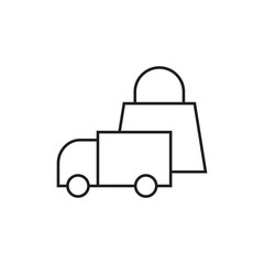 Express shipping truck with shopping bag logistics icon