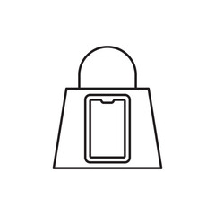 Digital mobile shopping bag with smartphone device icon