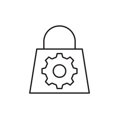 Shopping bag settings with gear management symbol icon