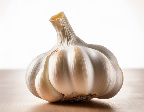 close up of a whole head of garlic mature bulb