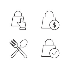 Set of 4 retail shopping and food icons