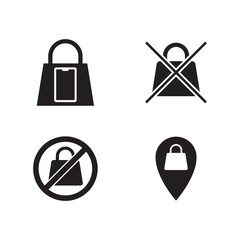 Set of 4 solid black location pin icons