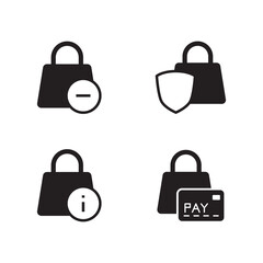 Set of 4 solid black safety and info icons