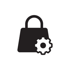 Solid black shopping bag settings with gear icon