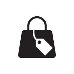 Solid black shopping bag with price tag icon