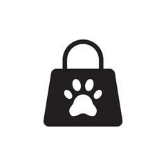 Solid black pet shop bag with paw icon