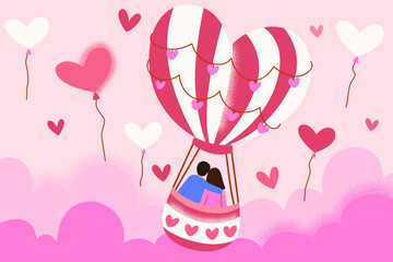 pink balloons in the sky valentine