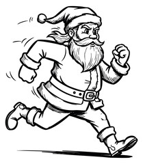 Vintage santa claus character running illustration