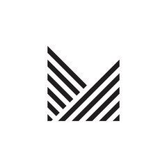 letter m stripes triangles geometric logo vector