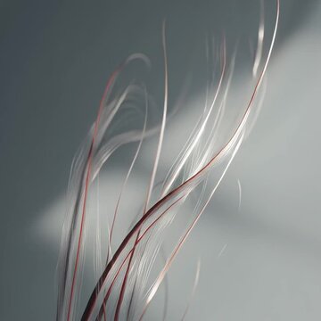 Copper wires bending in dynamic motion against gray background