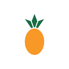 Stylized Pineapple Icon with Geometric Leaves and Orange Oval Body on White Background