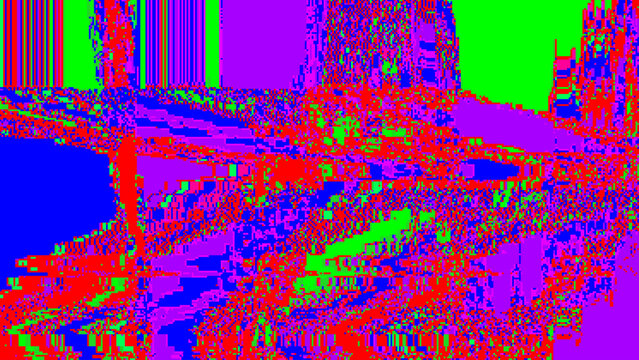 RGB Glitch Error Background with Digital Noise. Distorted Screen