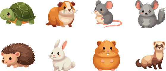 Fototapeta premium Cute Cartoon Animals Illustration Set