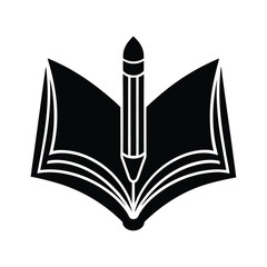 Pencil Over Open Book Education Icon