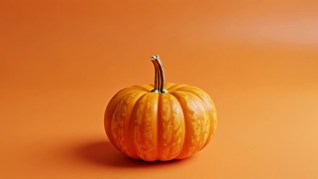 Single pumpkin on orange background