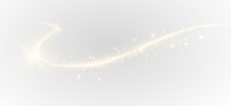 Magical Golden Light Curve with Dust Sparkles PNG