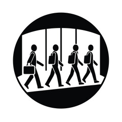 People Rushing Through Airport Corridor Icon