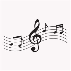 Musical notes on staff Vector, illustration