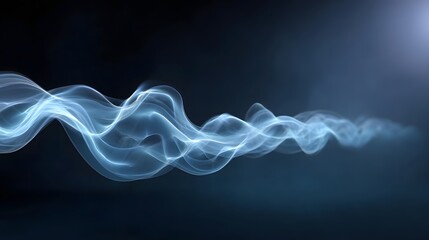 Fototapeta premium Ethereal blue light waves flowing dynamically across a dark abstract background suggesting motion and energy