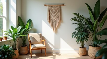 Many plants in the corner of this room