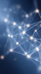 Network connection nodes glowing on blue background