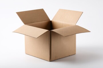 Unpacked Cardboard Container on Clean White Surface - A Business Delivery Perspective