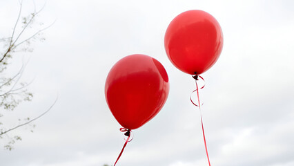 Red balloons on transparent background