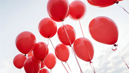 Red balloons on transparent background