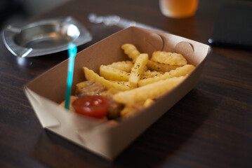french fries with ketchup