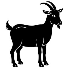 Vector illustration of a wild goat silhouette and a reindeer stag with antlers showcasing wildlife nature design elements for animal hunting or Christmas themes