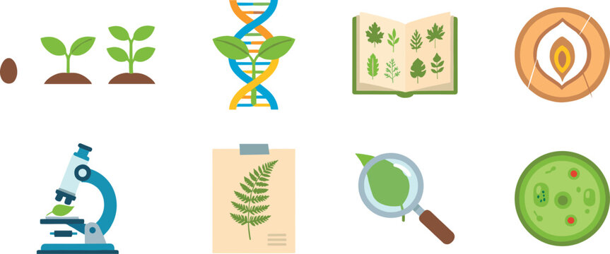 Plant Science and Biology Flat Icons Set